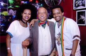 The Lead Performers of Kerar Collective seen with Mulatu Astatike ( Father of Ethiopian Jazz)